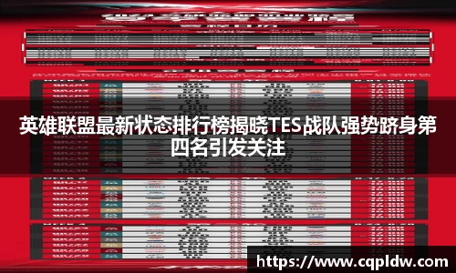 英雄联盟最新状态排行榜揭晓TES战队强势跻身第四名引发关注