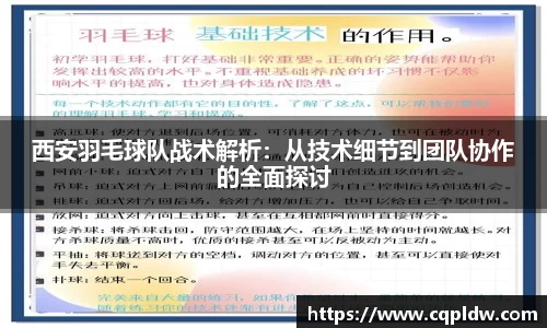 西安羽毛球队战术解析：从技术细节到团队协作的全面探讨