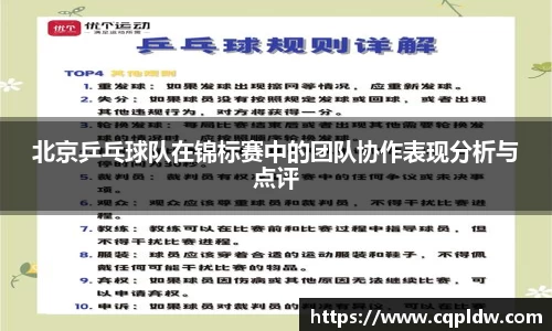 北京乒乓球队在锦标赛中的团队协作表现分析与点评