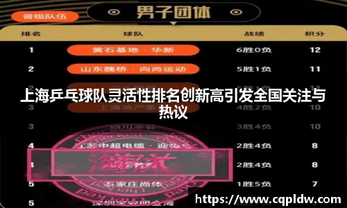 上海乒乓球队灵活性排名创新高引发全国关注与热议